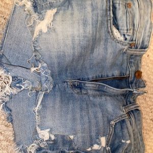 American eagle distress light blue Jean shorts